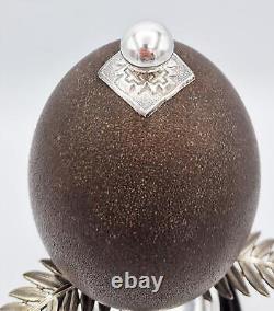 VICTORIAN SILVER PLATE MOUNTED EMU EGG TROPHY c1890 AUSTRALIANA