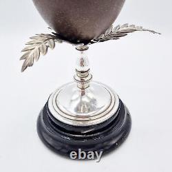 VICTORIAN SILVER PLATE MOUNTED EMU EGG TROPHY c1890 AUSTRALIANA