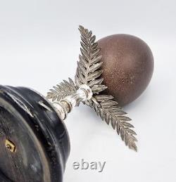 VICTORIAN SILVER PLATE MOUNTED EMU EGG TROPHY c1890 AUSTRALIANA