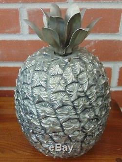 VINTAGE 1970s FRENCH SILVER PLATE RETRO PINEAPPLE ICE BUCKET by MICHEL DARTOIS