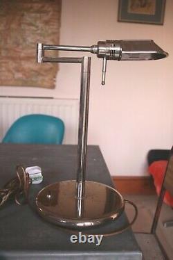 VINTAGE Art Deco chrome plated desk angled lamp reading heavy weighted base