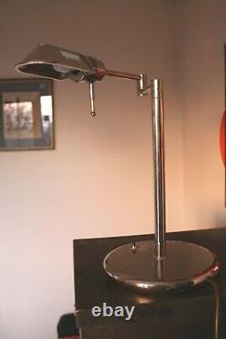 VINTAGE Art Deco chrome plated desk angled lamp reading heavy weighted base