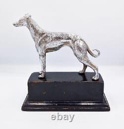 VINTAGE CAST SILVER PLATED GREYHOUND RACING TROPHY c1970