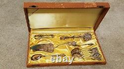 VINTAGE GERMAN SILVERPLATE SERVING UTENSILS SET With BOX. 12 PIECES. STAMPED 90