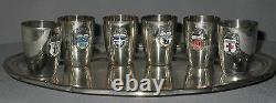 VINTAGE GERMAN SP SET ARMORIAL CRESTS SIX LIQUEURS withTRAY ORIGINAL CASE BAVARIAN