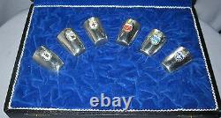 VINTAGE GERMAN SP SET ARMORIAL CRESTS SIX LIQUEURS withTRAY ORIGINAL CASE BAVARIAN