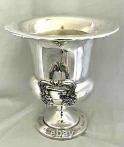 VINTAGE POOLE SILVER-PLATED TROPHY CHAMPAGNE WINE ICE BUCKET with HANDLES & LINER