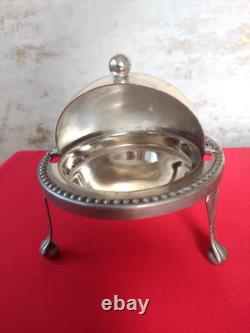 VINTAGE Silver Plated Roll Top GLOBE DISH Dome shaped UK seller