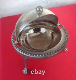 VINTAGE Silver Plated Roll Top GLOBE DISH Dome shaped UK seller