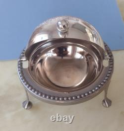 VINTAGE Silver Plated Roll Top GLOBE DISH Dome shaped UK seller