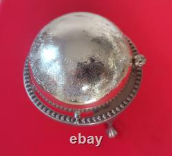 VINTAGE Silver Plated Roll Top GLOBE DISH Dome shaped UK seller