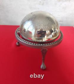 VINTAGE Silver Plated Roll Top GLOBE DISH Dome shaped UK seller