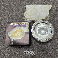 VINTAGE Silver Plated Roll Top QUEEN ANN GLOBE DISH Dome shaped + Original Box
