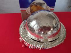VINTAGE Silver Plated Roll Top QUEEN ANN GLOBE DISH Dome shaped + Original Box