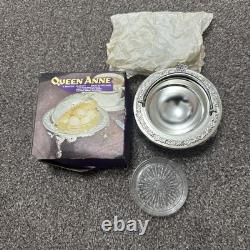 VINTAGE Silver Plated Roll Top QUEEN ANN GLOBE DISH Dome shaped + Original Box