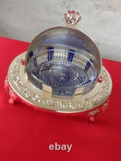 VINTAGE Silver Plated Roll Top QUEEN ANN GLOBE DISH Dome shaped + Original Box