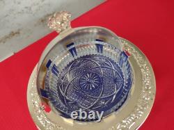 VINTAGE Silver Plated Roll Top QUEEN ANN GLOBE DISH Dome shaped + Original Box