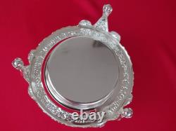 VINTAGE Silver Plated Roll Top QUEEN ANN GLOBE DISH Dome shaped + Original Box