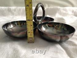 VTG Christofle Vertigo Silver Plated Small 3 Bowl Snack Dish Condiment Server