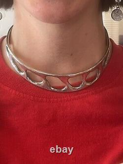 VTG Denmark Modernist Brutalist Silver Plated Choker by Jacob Hull Original Sign