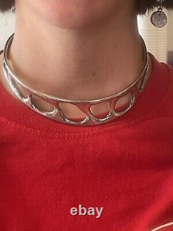 VTG Denmark Modernist Brutalist Silver Plated Choker by Jacob Hull Original Sign