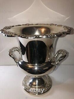 VTG Ornate Floral Poole Silver Plate Champagne Bucket Trophy Urn Wine Chiller