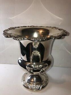 VTG Ornate Floral Poole Silver Plate Champagne Bucket Trophy Urn Wine Chiller