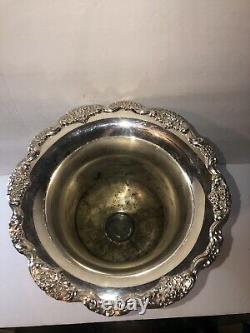 VTG Ornate Floral Poole Silver Plate Champagne Bucket Trophy Urn Wine Chiller