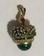 VTG Silver Crown Egg Pendant Enamel Genune Garnet & Malachite. 21g. Gold Plate