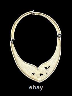 Valentino Gold Vintage Etched Flower Rhinestone Hinged Bib Necklace