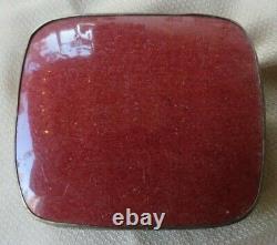 Very Large Chinese Silver Burgundy Red Enamel Box