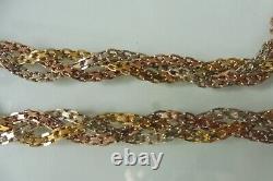 Very beautiful, old chain, necklace, 925 silver, 3 strands partially gold-plated