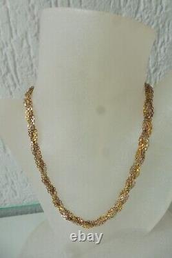 Very beautiful, old chain, necklace, 925 silver, 3 strands partially gold-plated