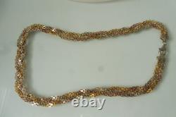 Very beautiful, old chain, necklace, 925 silver, 3 strands partially gold-plated