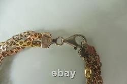 Very beautiful, old chain, necklace, 925 silver, 3 strands partially gold-plated