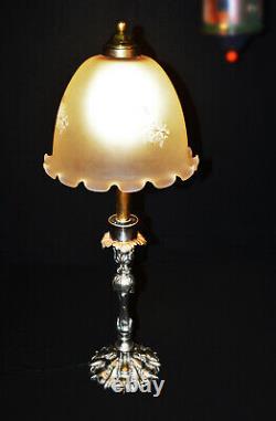 Victorian 1850 silver plated art nouveau Commutative lamp Latin motto & Hallmark