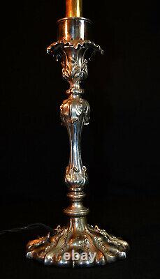 Victorian 1850 silver plated art nouveau Commutative lamp Latin motto & Hallmark