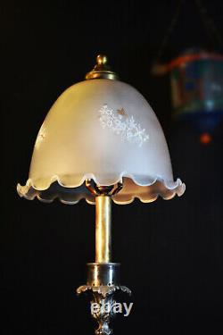 Victorian 1850 silver plated art nouveau Commutative lamp Latin motto & Hallmark