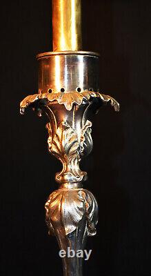 Victorian 1850 silver plated art nouveau Commutative lamp Latin motto & Hallmark