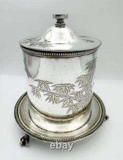 Victorian Aesthetic Movement Preserve / Biscuit Box Silver Plate Hukin & Heath