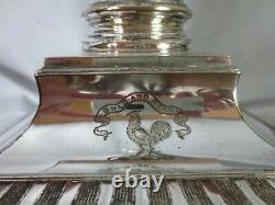 Victorian Antique Hinks Silver Plated Corinthian Column Oil Lamp & Shade 1896