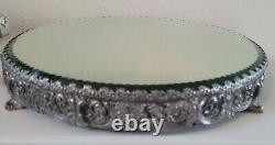 Victorian Antique Large 16 Silver Plated Plateau Mirror Tray Beveled Free ship