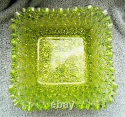 Victorian Brides Basket Albany Silverplate Co Square Yellow Vaseline Glass Rare