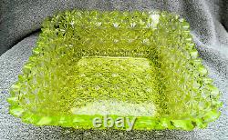 Victorian Brides Basket Albany Silverplate Co Square Yellow Vaseline Glass Rare