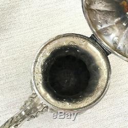 Victorian Coffee Pot Jug Silver Plated Original Antique Melon Shape