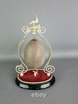 Victorian Emu Egg In Silver Plated Decorative Mount Antique 19th Century