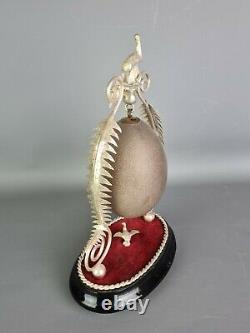 Victorian Emu Egg In Silver Plated Decorative Mount Antique 19th Century