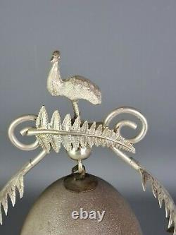 Victorian Emu Egg In Silver Plated Decorative Mount Antique 19th Century