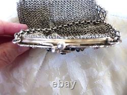 Victorian Jewelled Purse Silver Plated Filigree Fleur de Lys Design