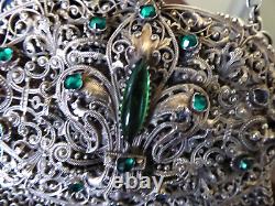 Victorian Jewelled Purse Silver Plated Filigree Fleur de Lys Design